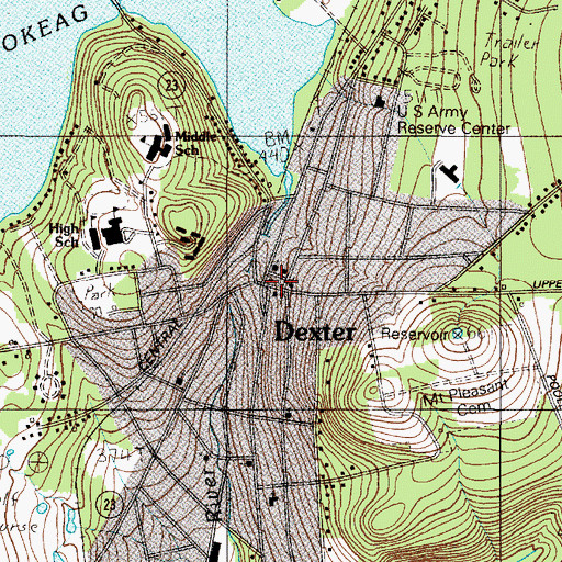 Topographic Map of Dexter Universalist Church, ME