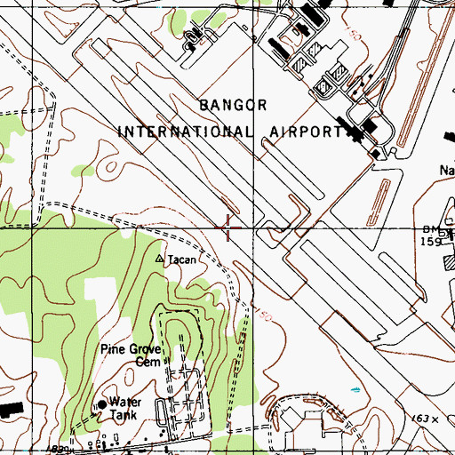 Topographic Map of Dow Field (historical), ME