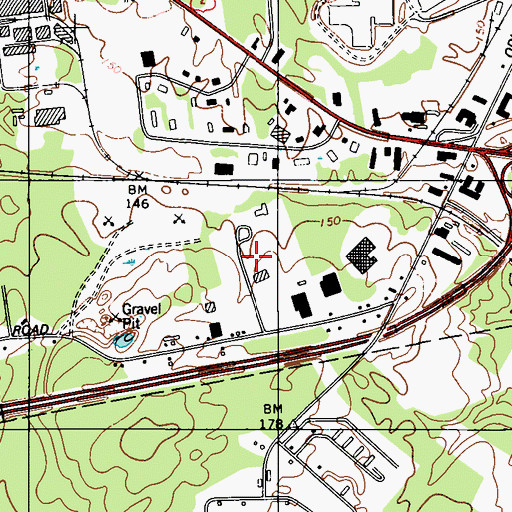 Topographic Map of Dowd Industrial Park, ME