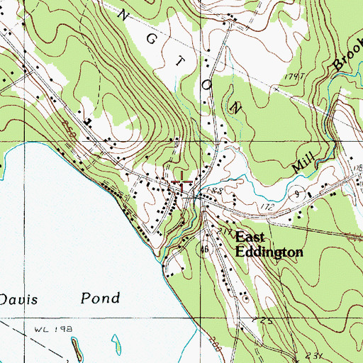 Topographic Map of East Eddington Community Church, ME