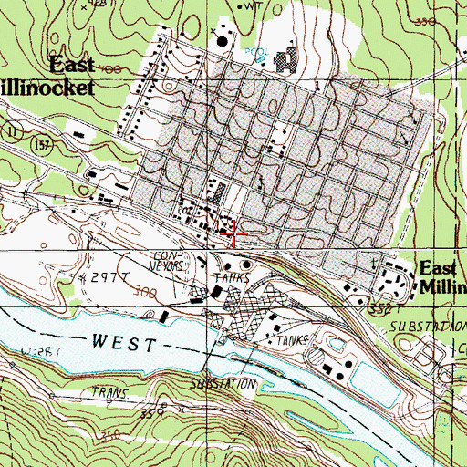 Topographic Map of East Millinocket Public Library, ME