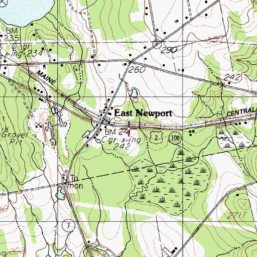Topographic Map of East Newport Post Office, ME