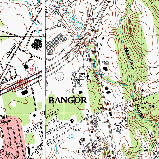 Topographic Map of Eastern Maine Community College, ME