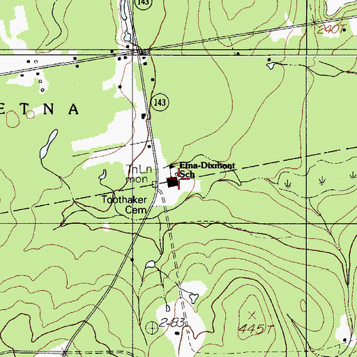 Topographic Map of Etna Dixmont School, ME