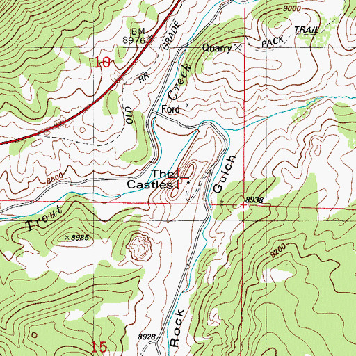 Topographic Map of The Castles, CO