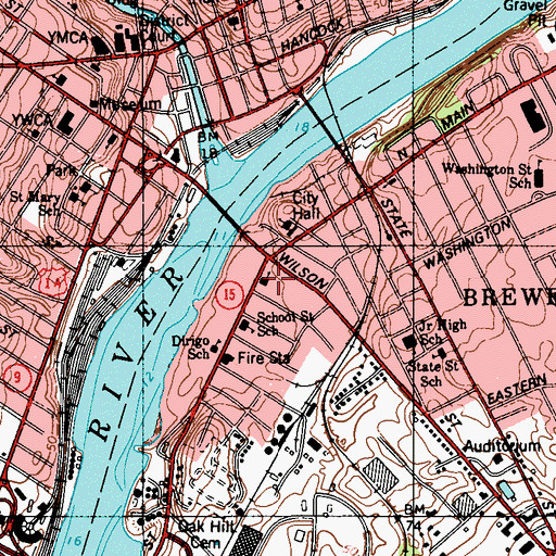 Topographic Map of First United Methodist Church, ME