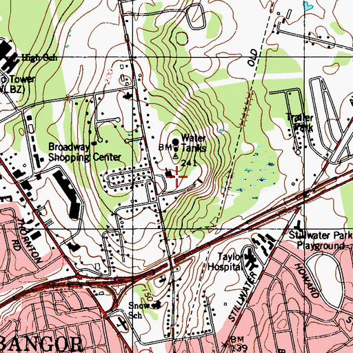 Topographic Map of First United Methodist Church, ME