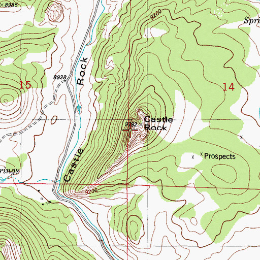 Topographic Map of Castle Rock, CO