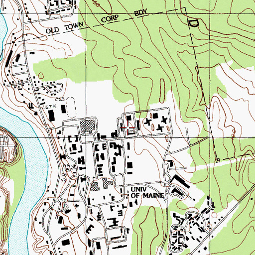 Topographic Map of Gannett Hall, ME