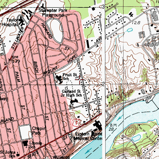 Topographic Map of Garland Street Park, ME