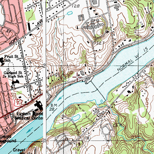 Topographic Map of Grotto Cascade Park, ME
