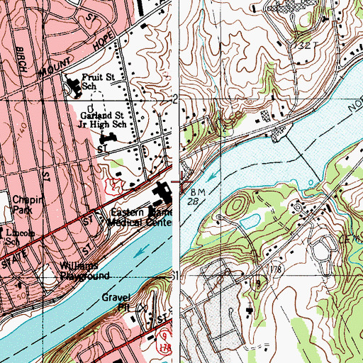Topographic Map of Eastern Maine Medical Center Hadley Parrot Library, ME