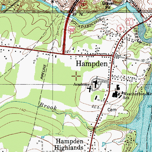 Topographic Map of Hampden Academy, ME