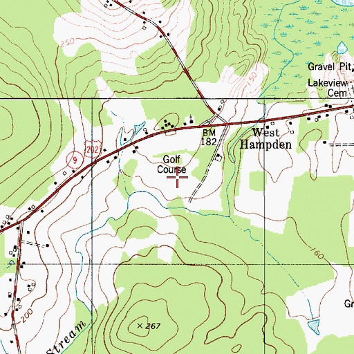 Topographic Map of Hampden Country Club, ME