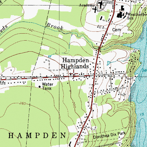 Topographic Map of Hampden Highlands United Methodist Church, ME