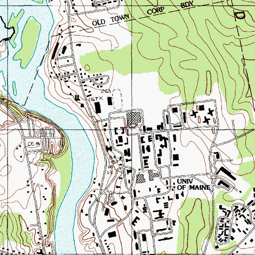 Topographic Map of Hannibal Hamlin Hall, ME