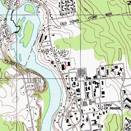 Topographic Map of Harold A Flfond Arena, ME