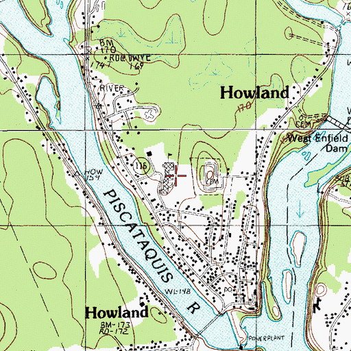 Topographic Map of Hichborn Middle School, ME