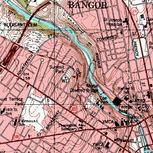 Topographic Map of Hilltop School, ME