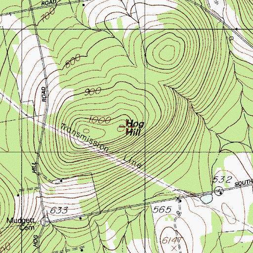 Topographic Map of Hog Hill, ME