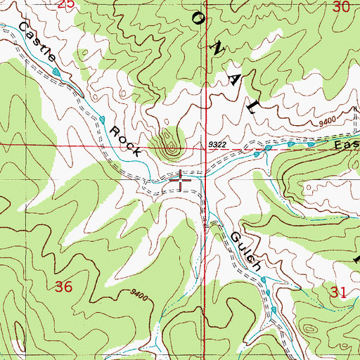 Topographic Map of East Castle Rock Gulch, CO