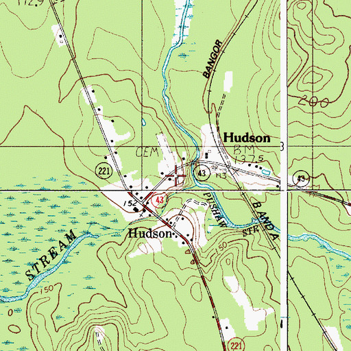 Topographic Map of Hudson Post Office, ME