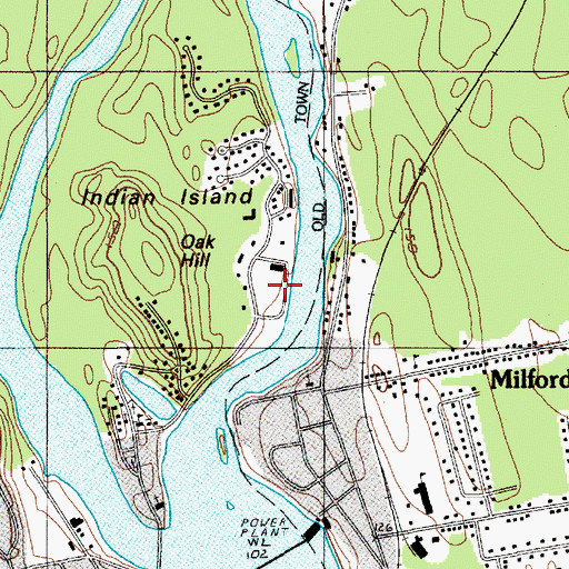 Topographic Map of Indian Island School, ME