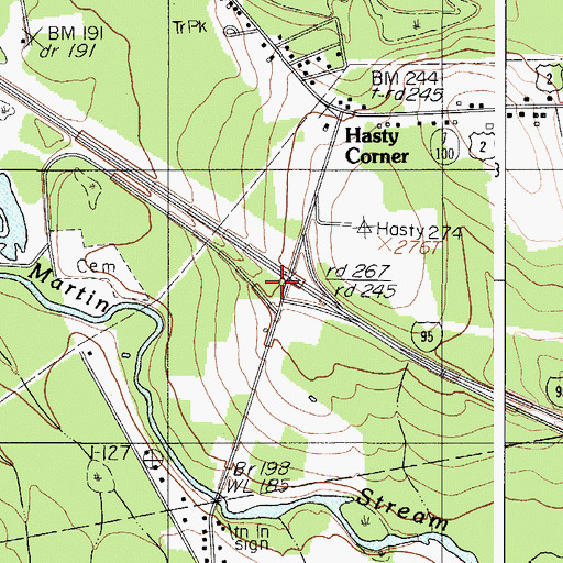 Topographic Map of Interchange 40, ME