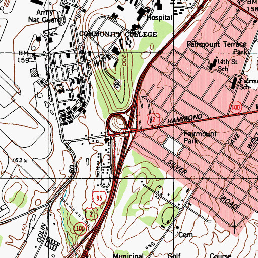 Topographic Map of Interchange 46, ME
