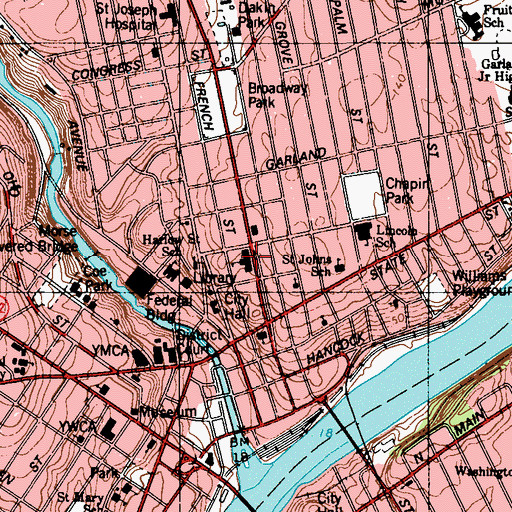 Topographic Map of John Baptist Memorial High School, ME
