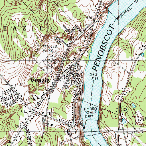Topographic Map of John R Graham School, ME