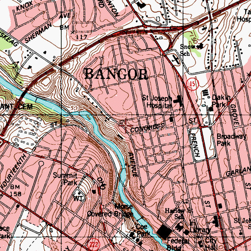 Topographic Map of Kenduskeag Stream Park, ME