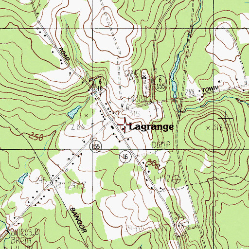 Topographic Map of Lagrange Post Office, ME