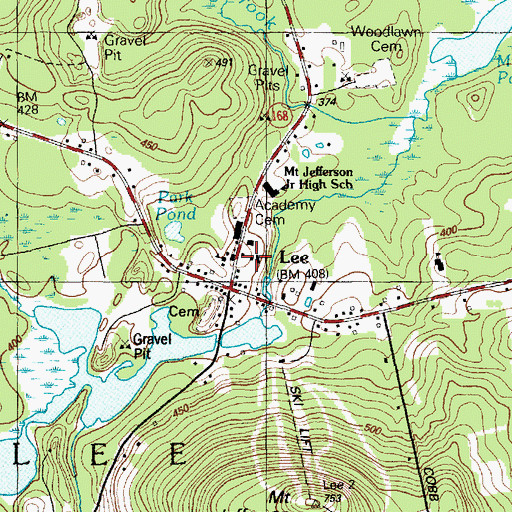 Topographic Map of Lee Baptist Church, ME