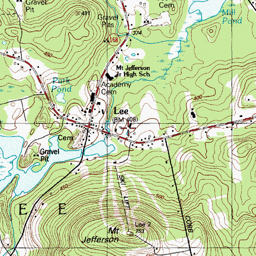 Topographic Map of Lee Post Office, ME