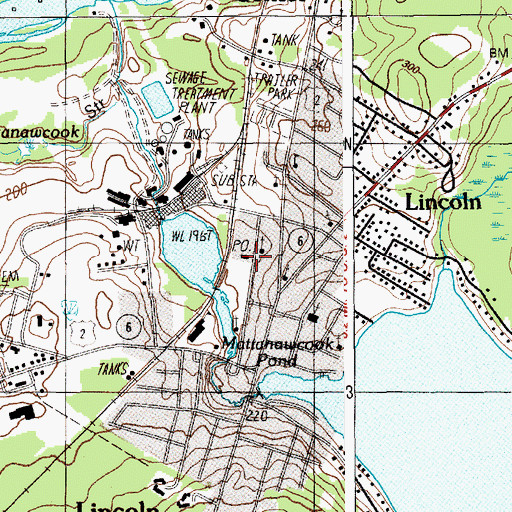 Topographic Map of Lincoln Post Office, ME