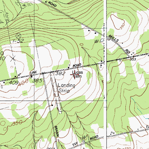 Topographic Map of Lucas Cemetery, ME