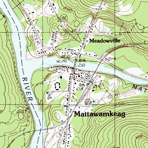 Topographic Map of Mattawamkeag Post Office, ME