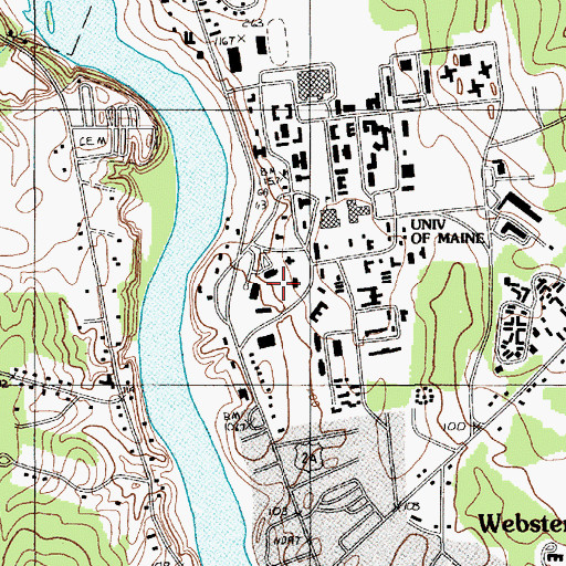 Topographic Map of Merrill Hall, ME