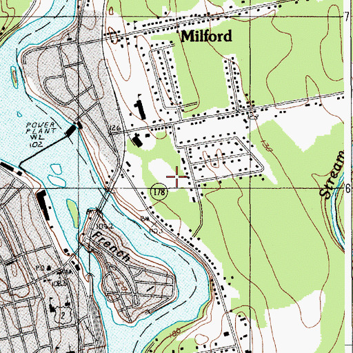 Topographic Map of Milford Cemetery, ME