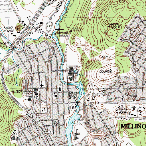 Topographic Map of Stearns Junior Senior High School, ME