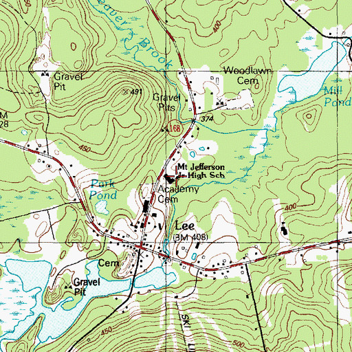 Topographic Map of Mount Jefferson Junior High School, ME