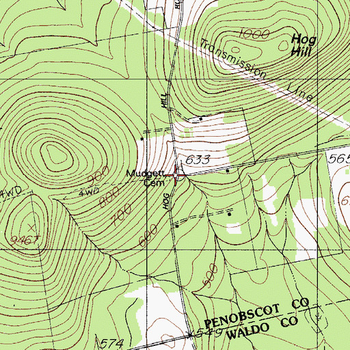 Topographic Map of Mudgett Cemetery, ME