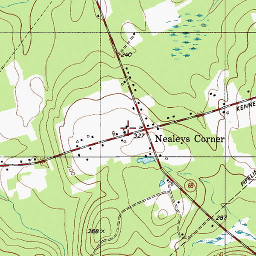 Topographic Map of Neallys Corner Methodist Church, ME