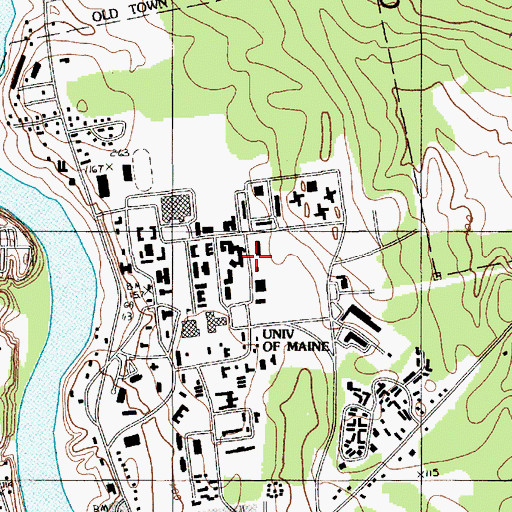 Topographic Map of Neville Hall, ME