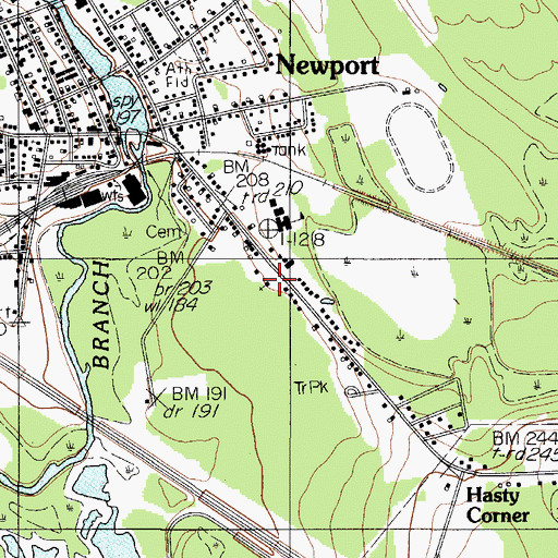 Topographic Map of Newport Full Gospel Church, ME