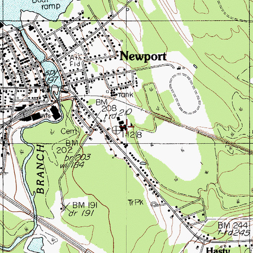 Topographic Map of Newport Junior High School, ME
