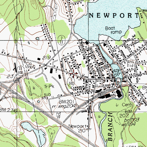 Topographic Map of Newport Post Office, ME