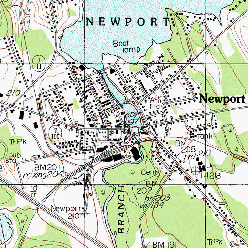 Topographic Map of Newport Cultural Center, ME
