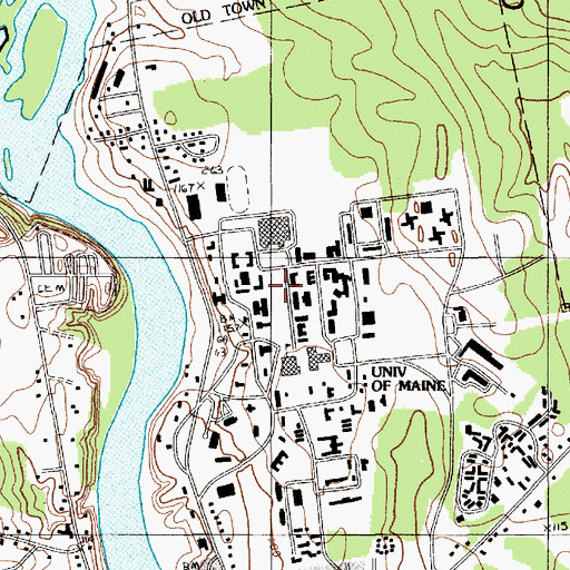 Topographic Map of Oak Hall, ME